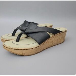 Kara Black leather Wedge Sandals by J Crew